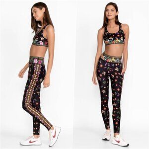 Johnny Was Black Floral Leggings